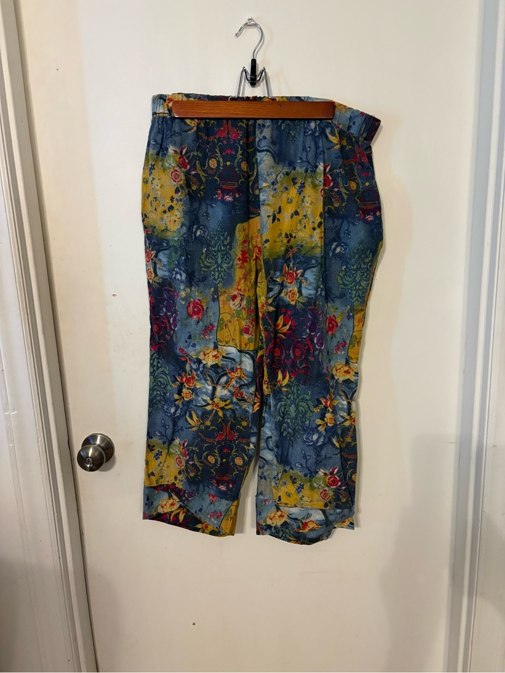 Men's Blue & Yellow Floral Casual Pants